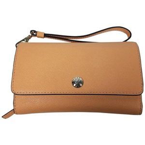 Henri Bendel West 57th phone Wallet orange Saffiano Leather Wristlet